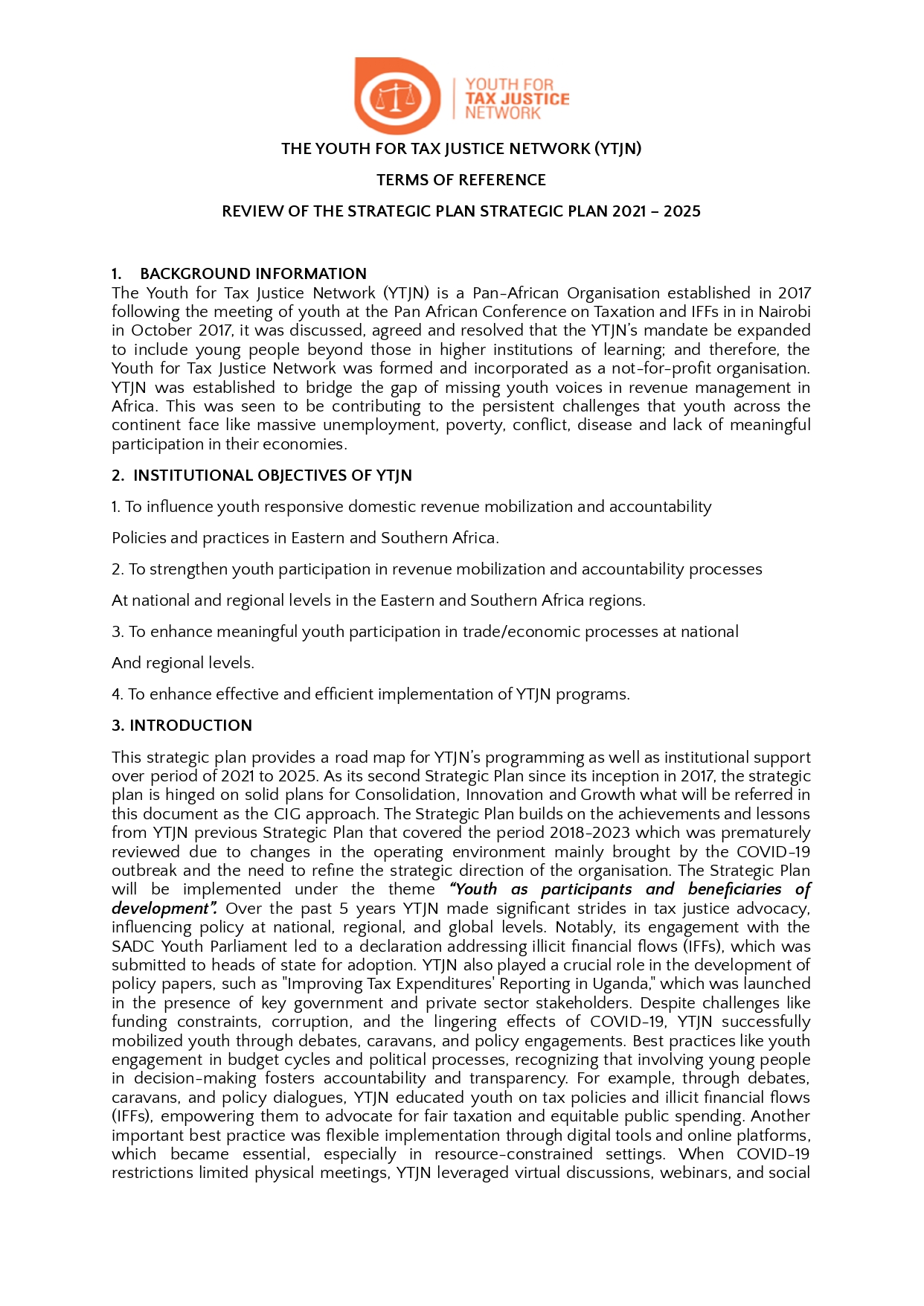 Strategic Plan Review TORs - 2025