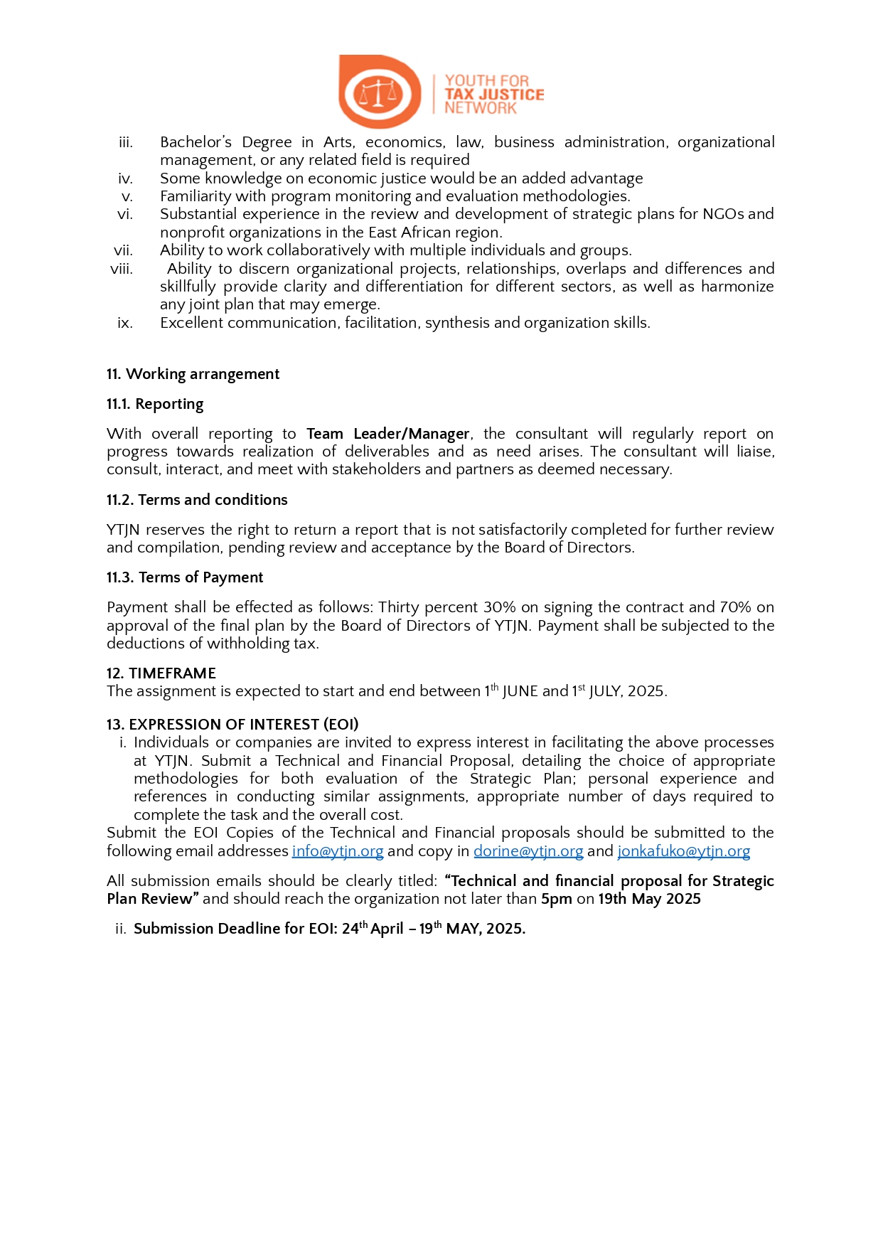 Strategic Plan Review TORs - 2025