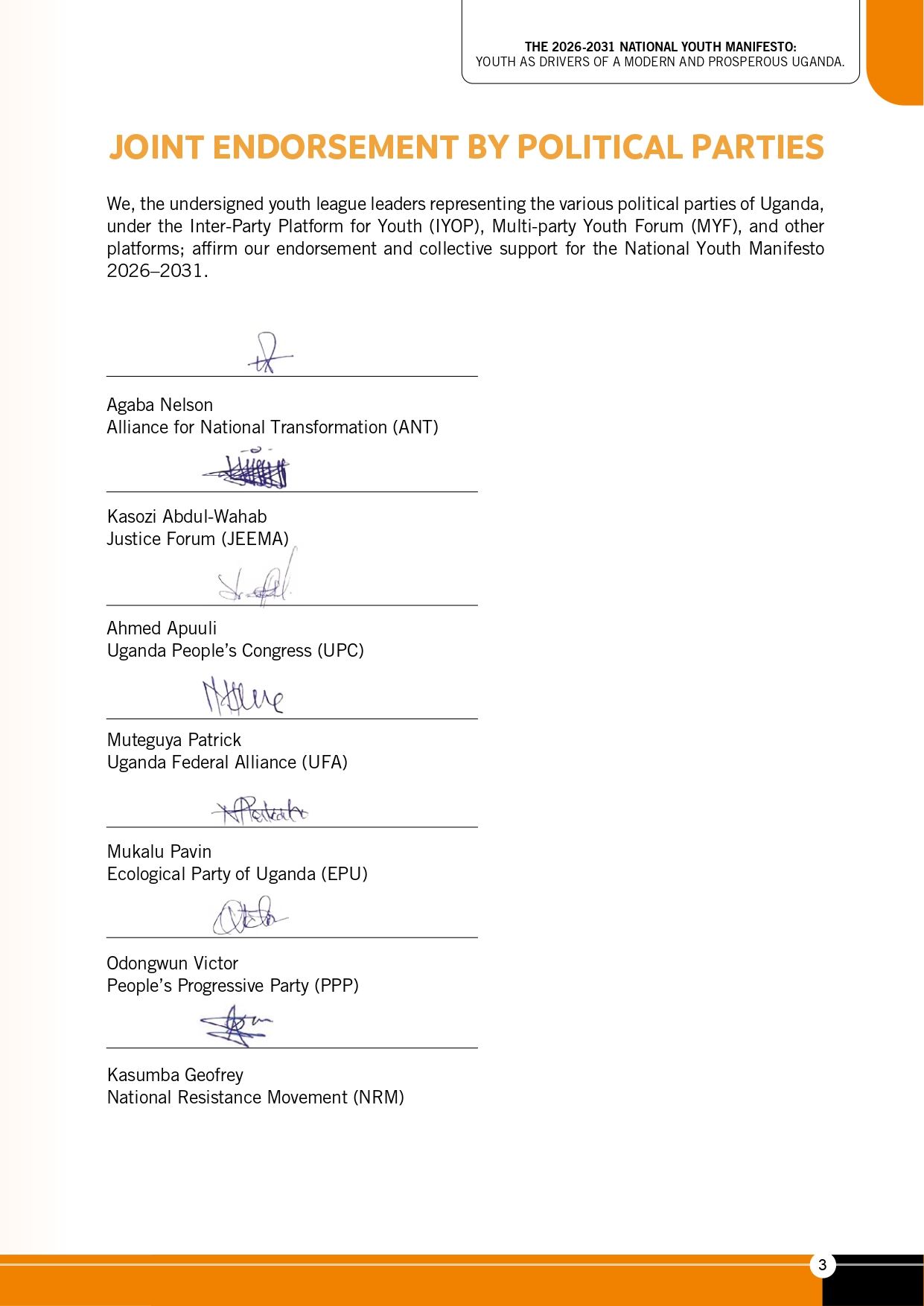 The 2026-2031 Uganda National Youth Manifesto