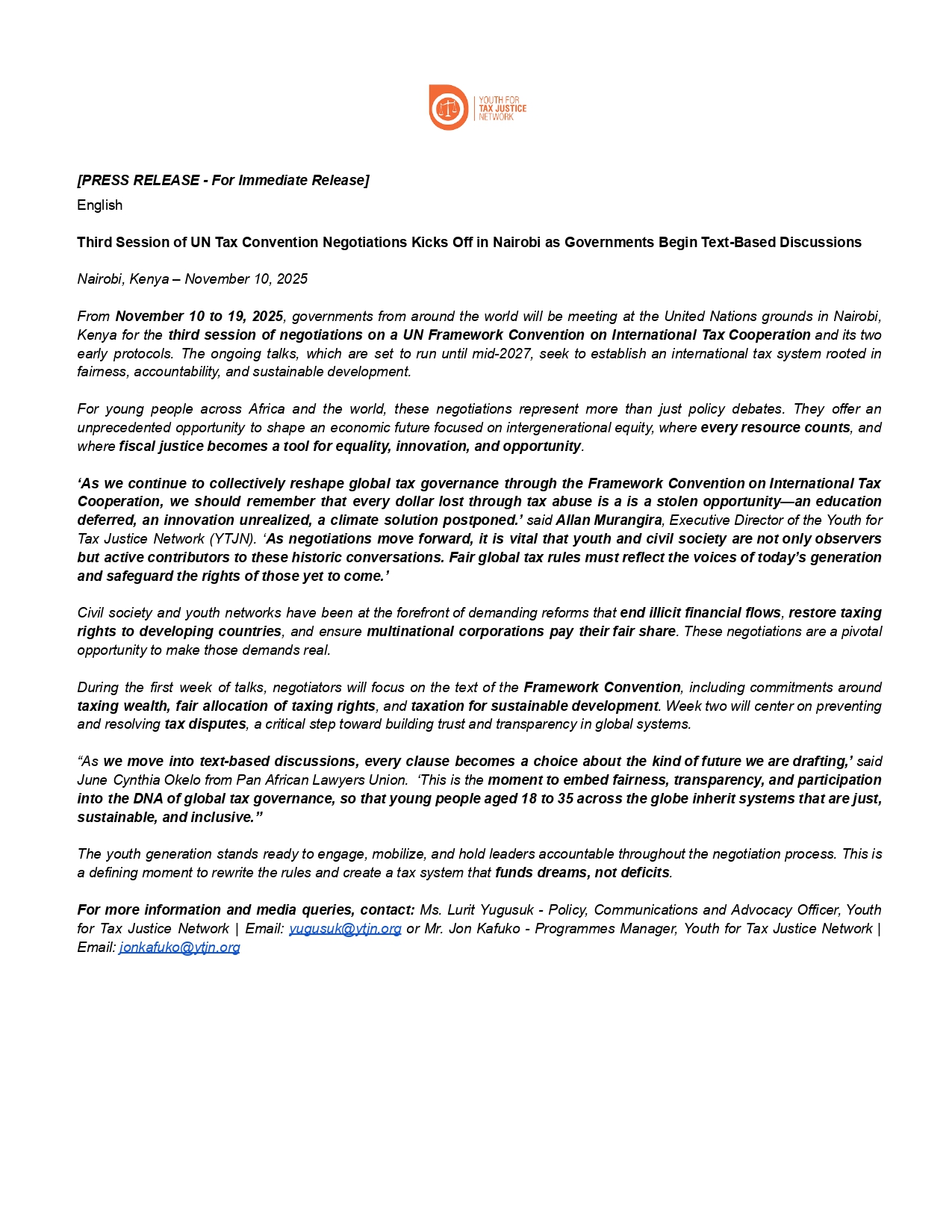 Third Session of UN Tax Convention Negotiations Kicks Off in Nairobi as Governments Begin Text-Based Discussions