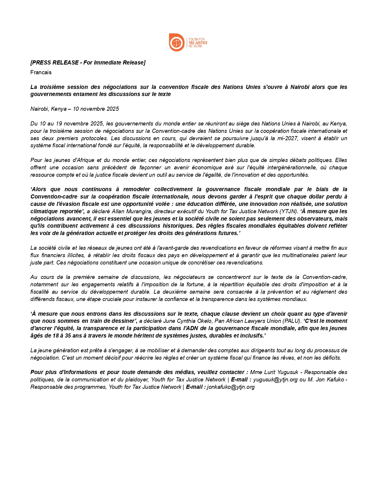 Third Session of UN Tax Convention Negotiations Kicks Off in Nairobi as Governments Begin Text-Based Discussions