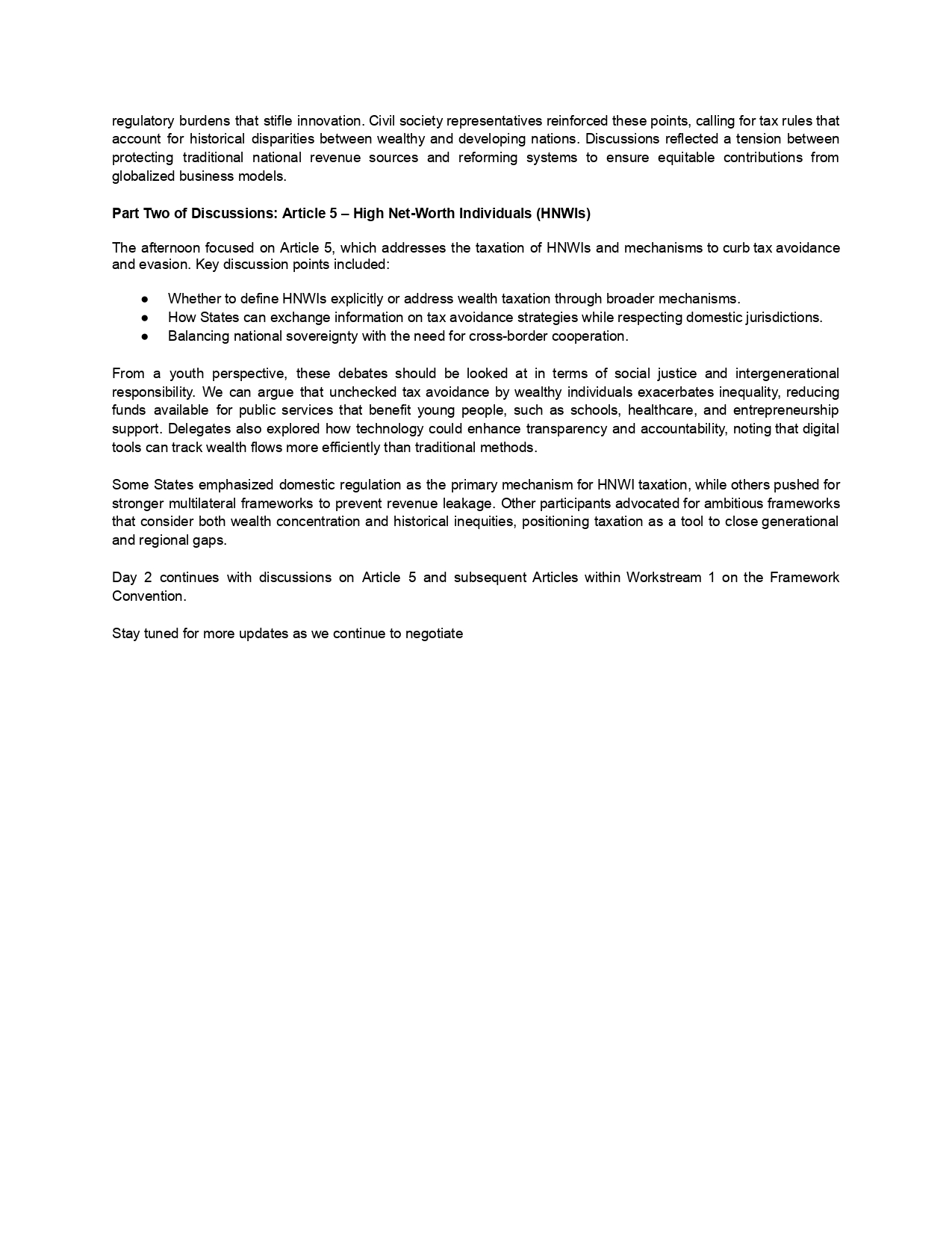 YTJN Nairobi Tax Talks RoundUp: Third Session of the Intergovernmental Negotiating Committee to Develop a UN Framework Convention on International Tax Cooperation