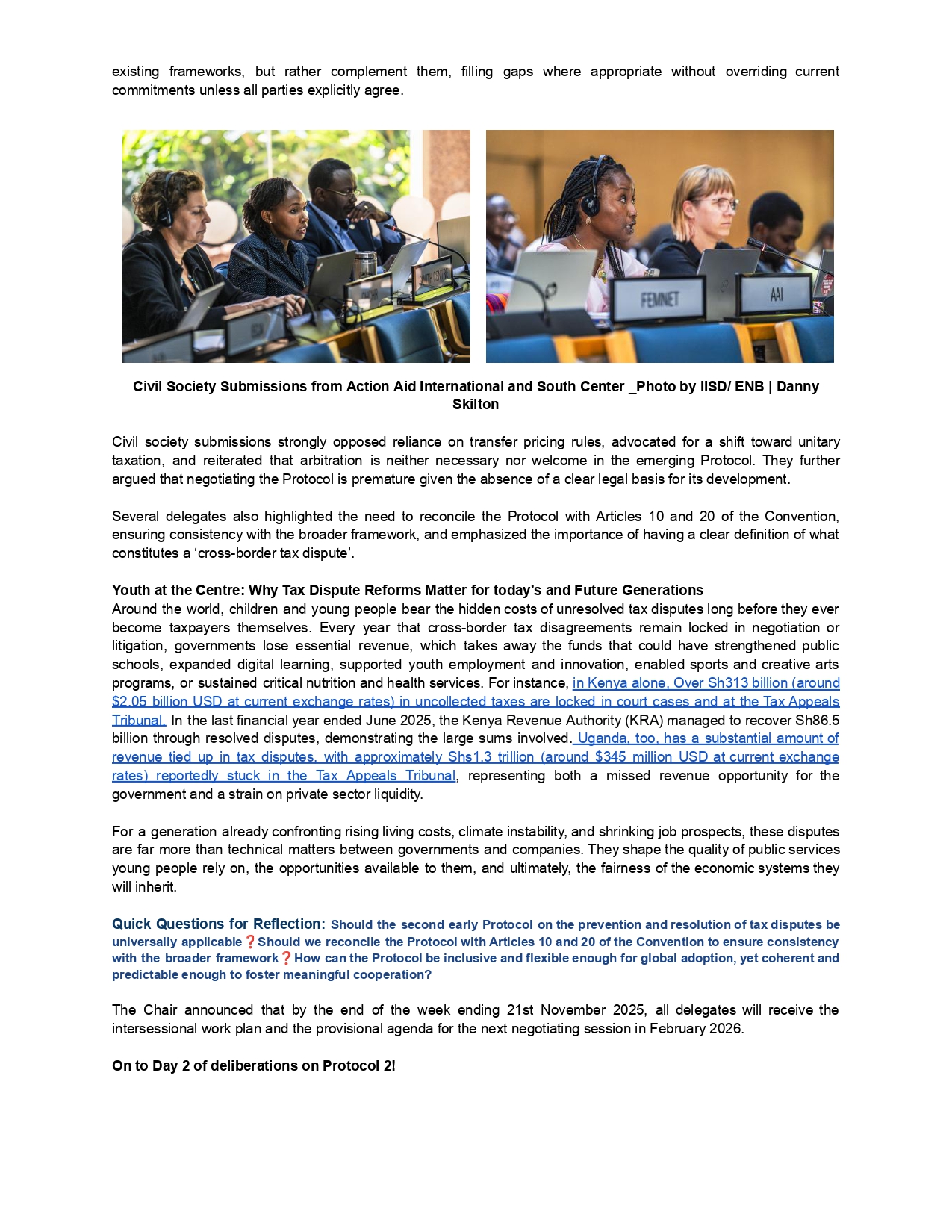 YTJN Nairobi Tax Talks RoundUp: Third Session of the Intergovernmental Negotiating Committee to Develop a UN Framework Convention on International Tax Cooperation Day 6