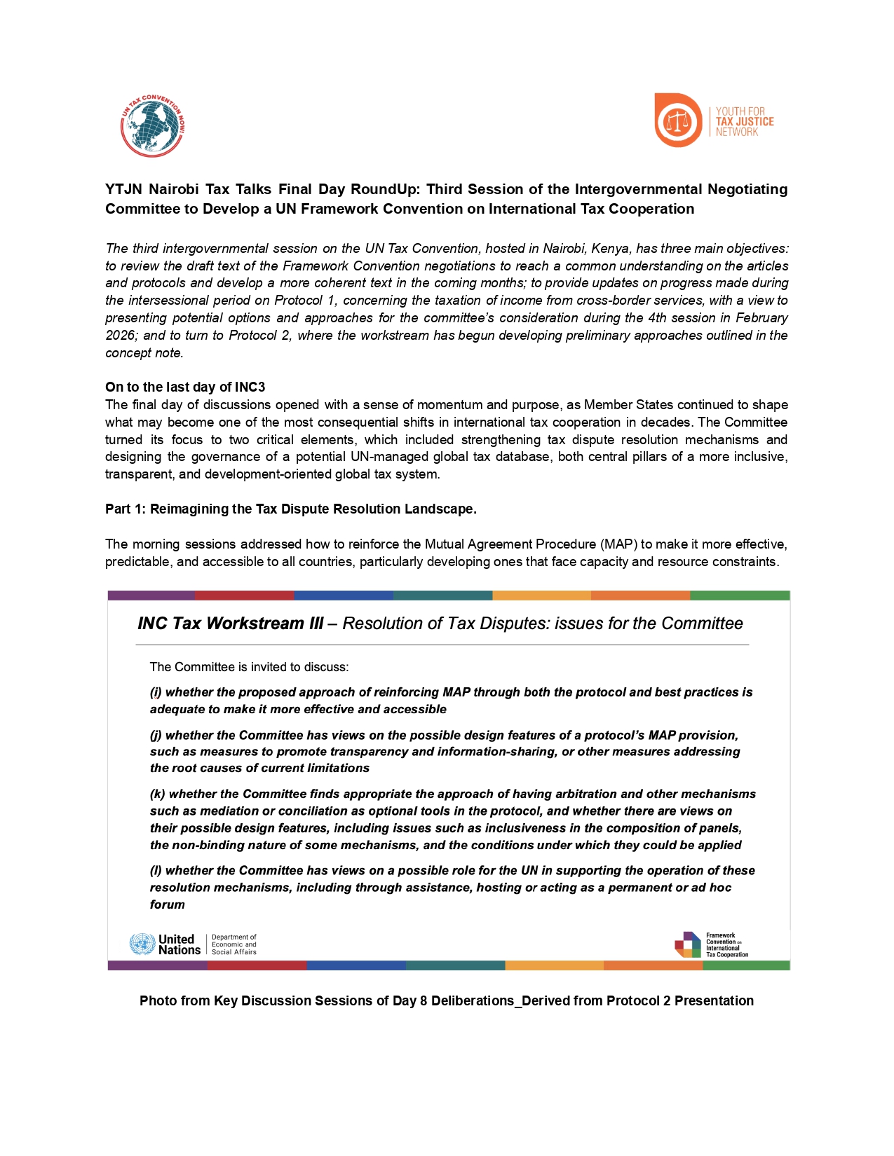 YTJN Nairobi Tax Talks Final Day RoundUp: Third Session of the Intergovernmental Negotiating Committee to Develop a UN Framework Convention on International Tax Cooperation