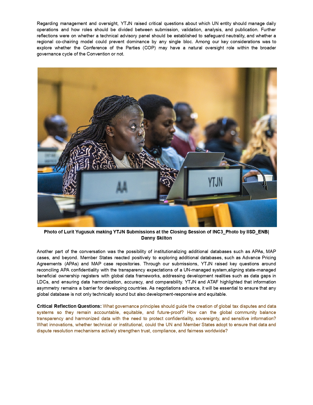 YTJN Nairobi Tax Talks Final Day RoundUp: Third Session of the Intergovernmental Negotiating Committee to Develop a UN Framework Convention on International Tax Cooperation